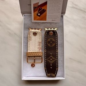 LV Monogram and Coach Cream Horse and Carriage Spark*l Apple Watch Band 38-41mm